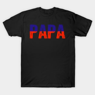 Papa Haitian Creole Dad Father Haiti Flag Distressed T-Shirt